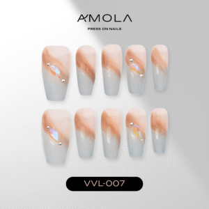 AMOLA - Press on nails Vibrant Vibes VVL-007 Handmade Press-On Nails [Free Tools with 3M Glue Tabs] Reusable, Long-Lasting, Salon-Quality